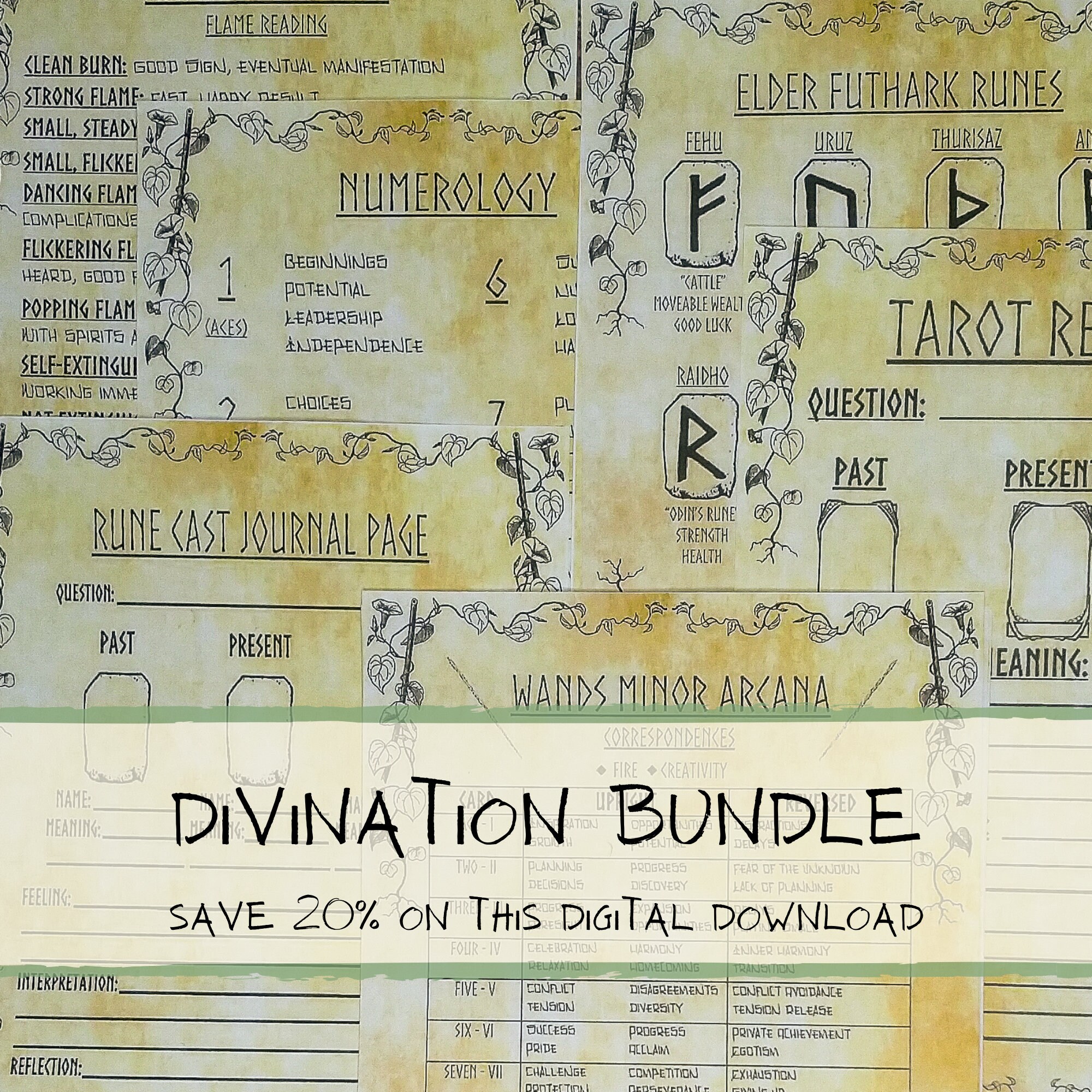 Printable Divination Bundle | Grimoire Pages | Book of Shadows PDF ...
