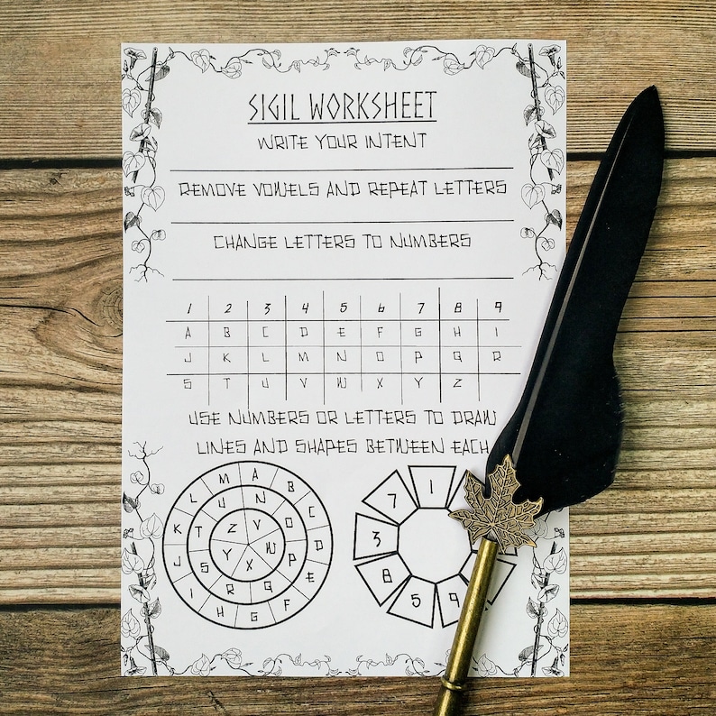 Custom Sigil Worksheet Grimoire Page Book of Shadows Page Witchcraft ...