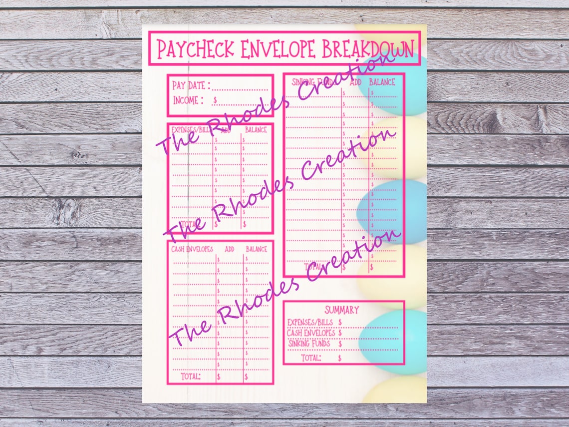 Paycheck Envelope Breakdown Etsy
