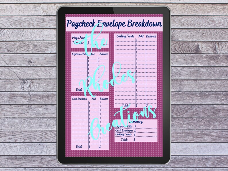 Paycheck Envelope Breakdown Etsy
