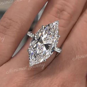 7.5 ct large moissanite marquise solitaire engagement ring,luxury celebrity style,big marquise cut moissanite,6 prong,chunky wedding ring
