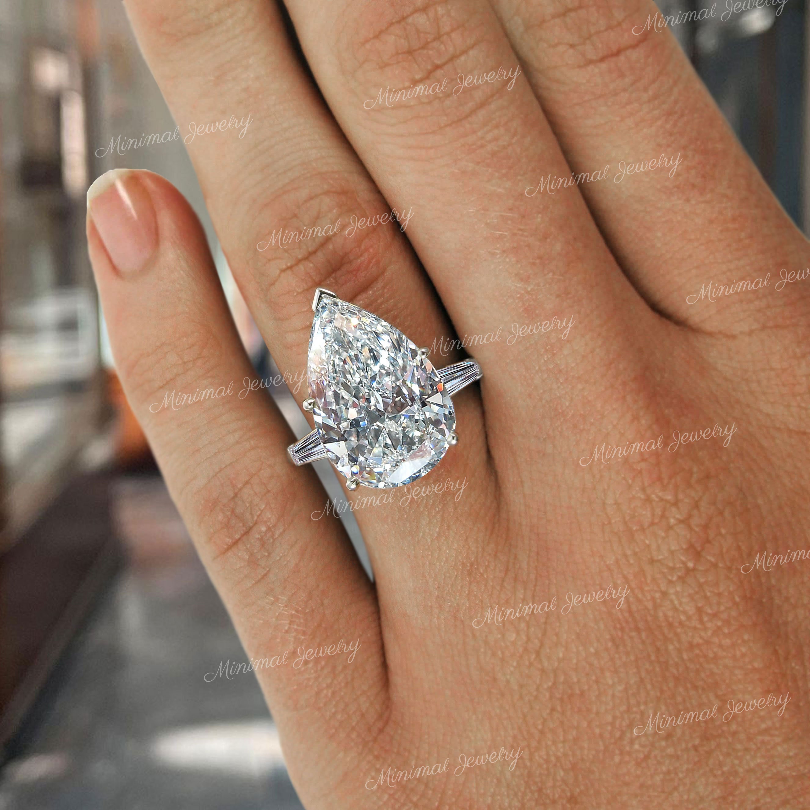 Floating Pear Cut Diamond Engagement Ring in a Classic Style – ARTEMER