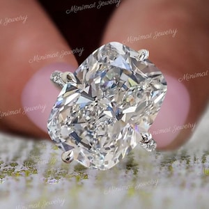 12.5 CT cushion cut Moissanite engagement ring,hidden halo,Kim Kardashian celebrity style huge elongated cushion,solitaire Cathedral ring