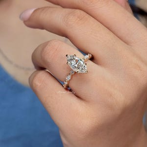 Marquise Lab Grown Diamond Engagement Ring IGI Certified 2ct marquise Diamond ring Solitaire Wedding Ring proposal ring image 12