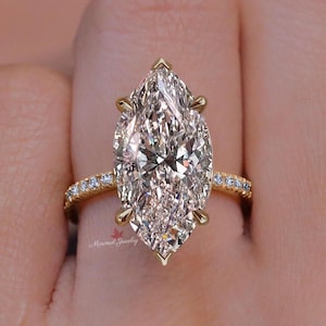 7.5 ct marquise engagement ring big marquise moissanite ring 6 Prong solitaire wedding anniversary ring for women large diamond Bridal Ring