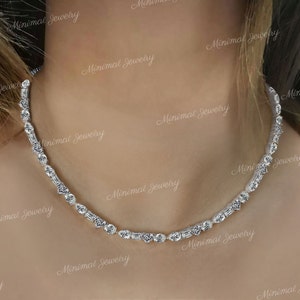 Multi shape Moissanite tennis necklace,14k solid gold Bezel set Moissanite Necklace,tennis choker Necklace,tennis chain eternity necklace