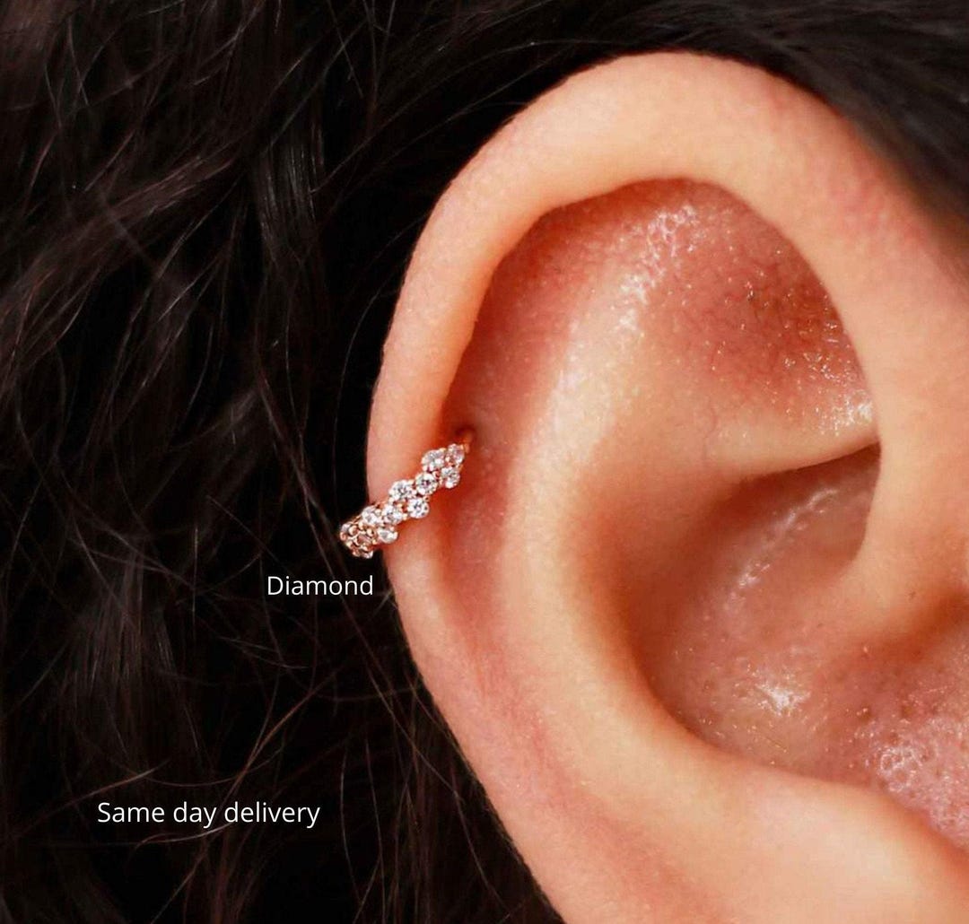 Small diamond hoop earrings for cartilage discount