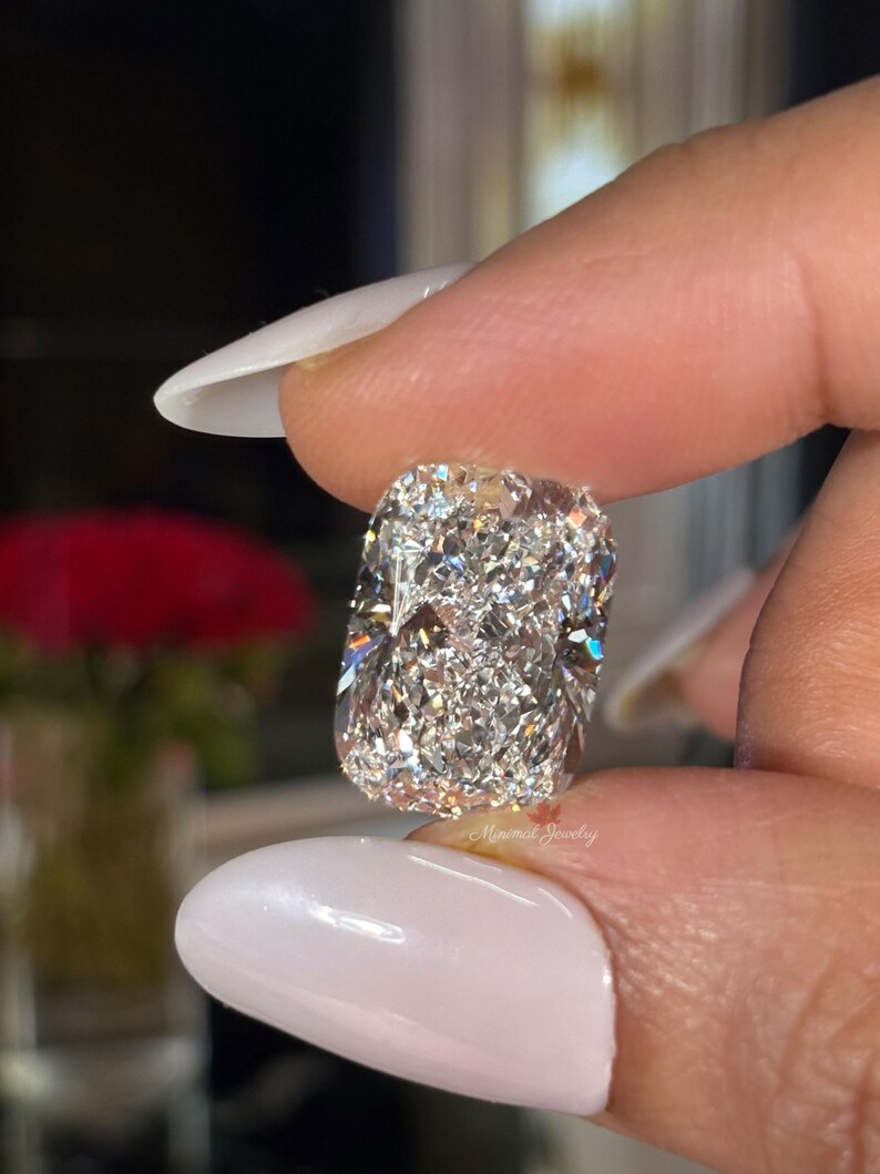 Avlång kuddformad lös diamant, IGI-certifierad lös diamant, 10 karat stor kuddformad diamant för förlovningsring eller specialslipade smycken bild 9