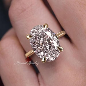 oval lab diamond engagement ring IGI Certified 5CT lab grown diamond ring 14k gold solitaire oval cut diamond Wedding Anniversary ring women