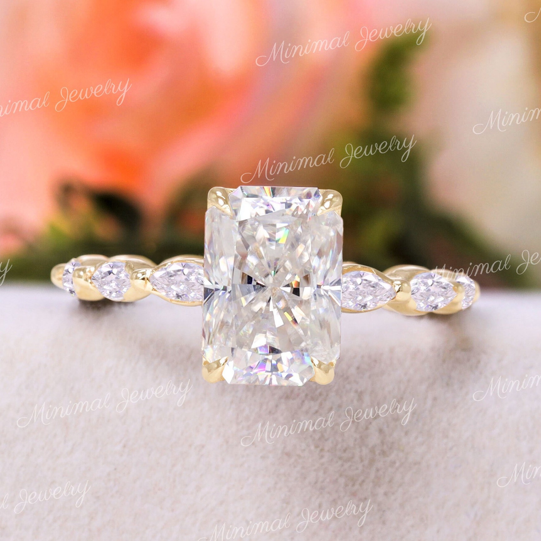 Pear shaped engagement ring 2024 with diamond band