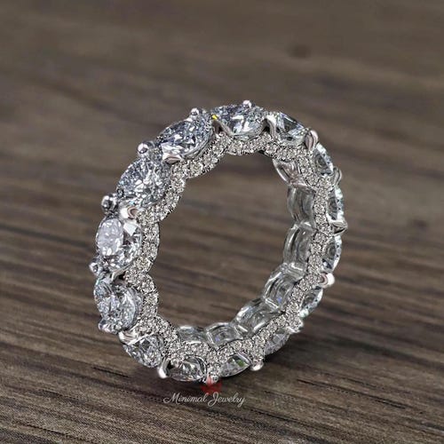 Rround Moissanite Eternity Band 14K Gold 4mm wide Wedding Band anniversary band full Eternity ring