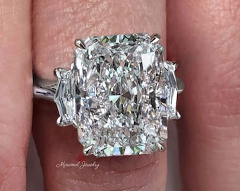 10 CT Radiant cut engagement ring Three stone moissanite ring shield&large Radiant moissanite engagement ring diamond cocktail wedding ring
