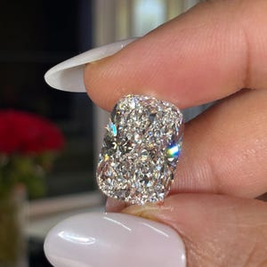 Avlång kuddformad lös diamant, IGI-certifierad lös diamant, 10 karat stor kuddformad diamant för förlovningsring eller specialslipade smycken bild 10