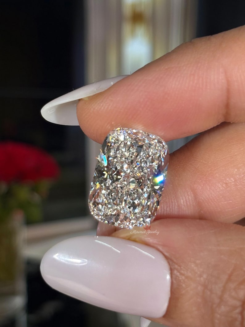 Avlång kuddformad lös diamant, IGI-certifierad lös diamant, 10 karat stor kuddformad diamant för förlovningsring eller specialslipade smycken bild 10