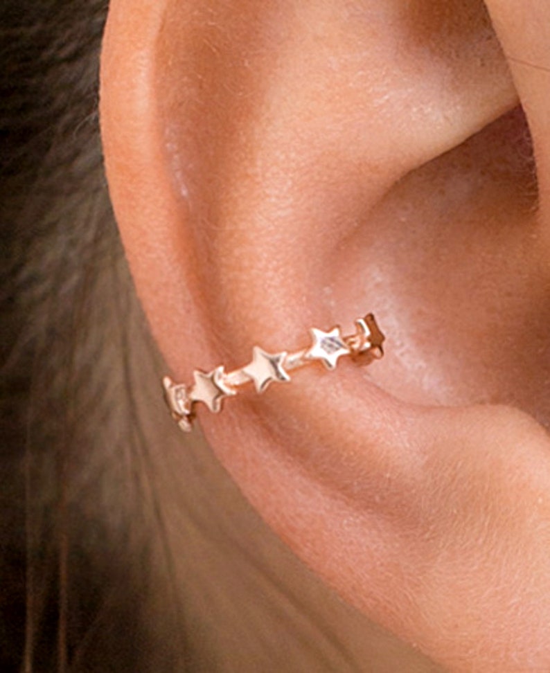 Star conch ear cuff no piercingConch cuff10k solid gold ear Etsy