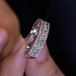 Anillo de diamantes cultivados en laboratorio, alianza de boda para hombre, anillo de compromiso de diamantes único para hombre, regalo para él, regalo para su esposo, anillo de promesa de aniversario.