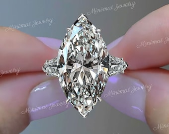 7.7 CT marquise moissanite engagement ring,Three stone moissanite ring,celebrity style,shiled&huge big large marquise cut ring,wedding ring