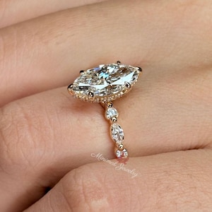 Marquise Lab Grown Diamond Engagement Ring IGI Certified 2ct marquise Diamond ring Solitaire Wedding Ring proposal ring image 1
