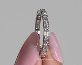 Emerald Cut Lab Diamond Eternity Band, East West Anniversary Ring