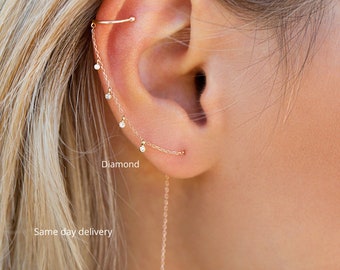 Chunky Initial Ear Cuff, Cuff No Piercing, Conch Earrings, Threader, Cuffs  Gold Chain - Yahoo Shopping