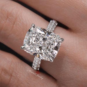 14.5 CT elongated cushion cut moissanite Engagement Ring hidden halo large solitaire 14K Gold Wedding Anniversary Ring Bridal Statement ring