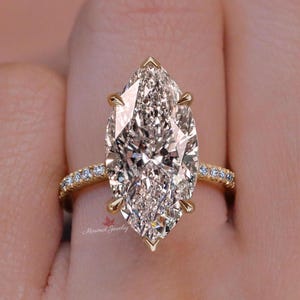 7.5CT marquise diamond ring Lab grown diamond engagement ring hidden halo Solitaire IGI Certified diamond Wedding Anniversary ring for women