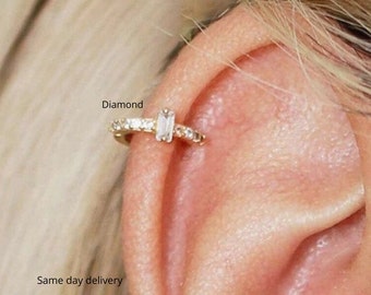 Helix hoop,helix earring,diamond,huggie hoop earrings,14k solid gold,diamond•cartilage hoop•cartilage earring•helix piercing•tragus hoop