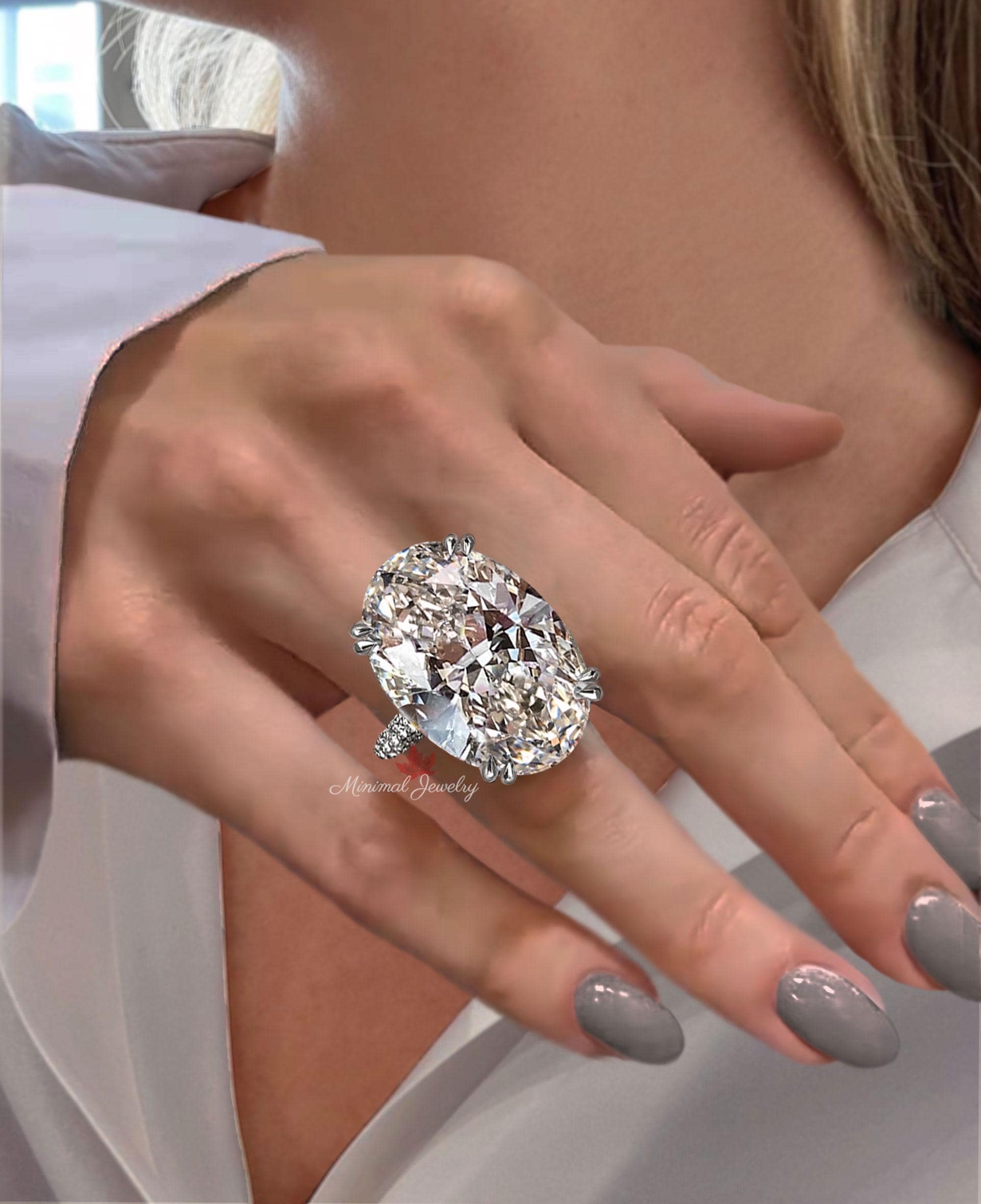 20カラットのオーバル型ソリティアモアッサナイト婚約指輪、大きな 