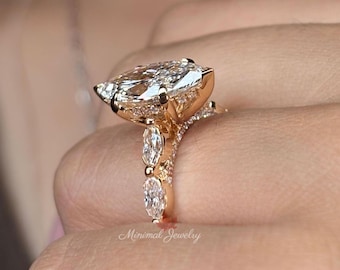3 CT Lab Grown Marquise Diamond Engagement Ring IGI Certified Solitaire CVD Lab Diamond Wedding Ring