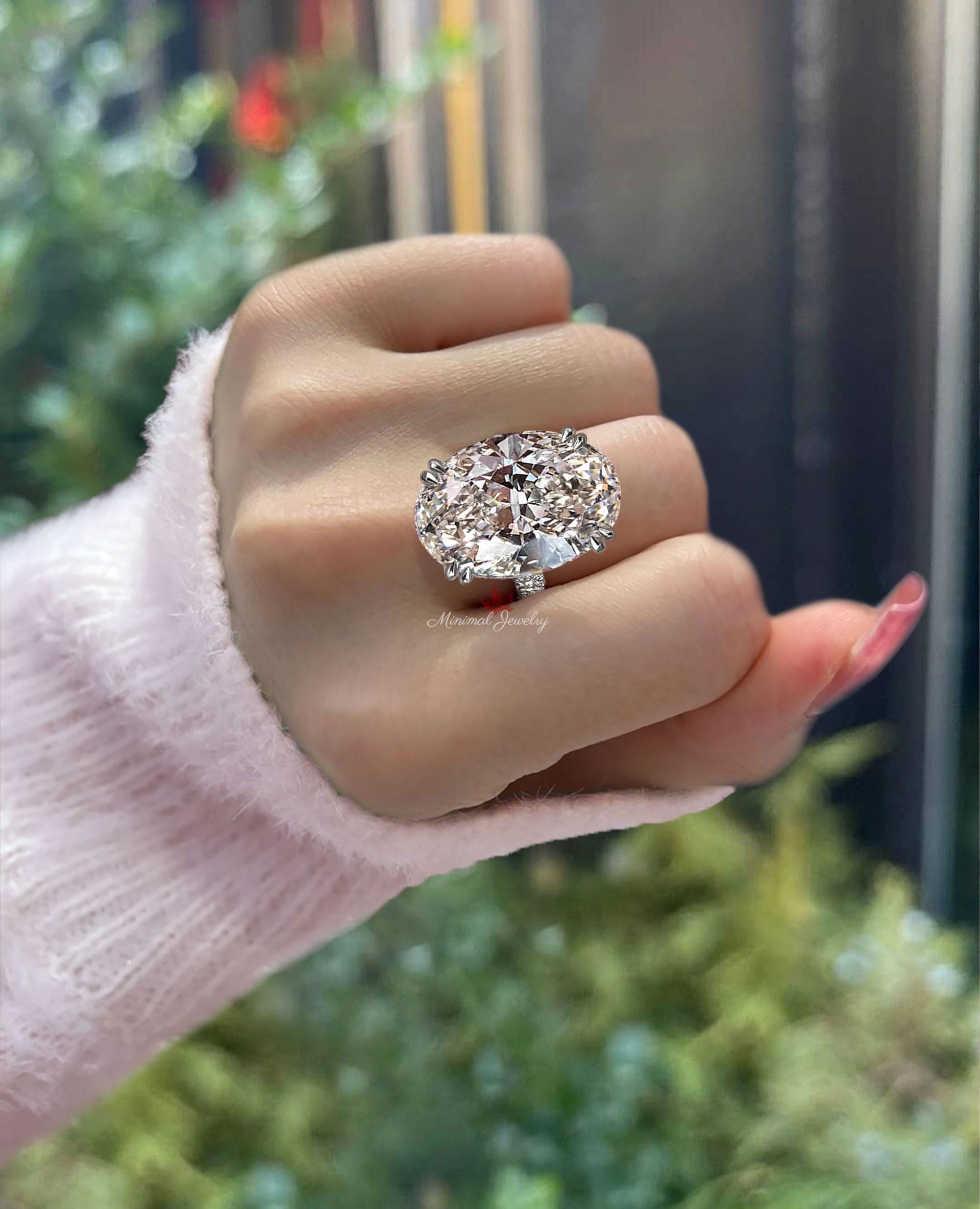 20カラットのオーバル型ソリティアモアッサナイト婚約指輪、大きな 
