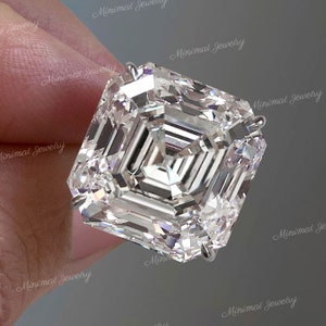 18 CT Asscher cut moissanite engagement ring celebrity style large solitaire asscher cut engagement ring wedding ring diamond cocktail ring