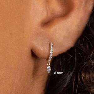 Diamond huggie hoop earrings with charm 14k solid gold huggie small hoop earrings diamond drop dangle diamond earrings charm hoop earrings