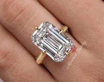 10 kt lab-gecultiveerde diamanten ring Emerald Cut verlovingsring 14k goud IGI-gecertificeerde grote lab diamanten trouwring voor vrouwen