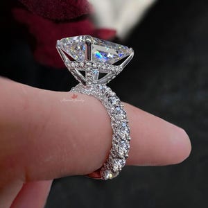 Lab Grown Diamond Ring 6CT Radiant Cut Engagement Ring for Women Hidden Halo IGI Certified Large diamond Wedding Ring Anniversary gift ring