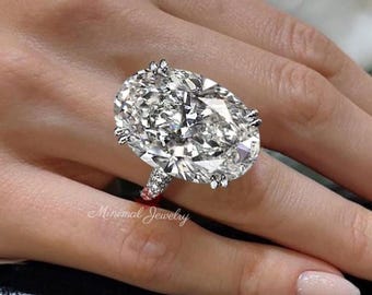 20カラットのオーバル型ソリティアモアッサナイト婚約指輪、大きな