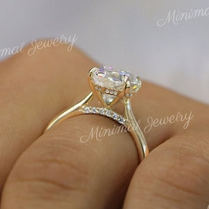 3CT pear moissanite engagement ring,hidden halo solitaire pear shaped engagement ring,pave bridge Cathedral ring,teardrop ring,wedding ring