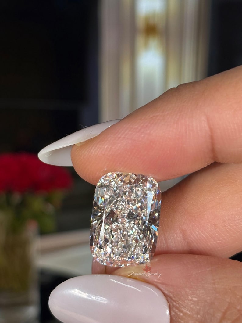 Avlång kuddformad lös diamant, IGI-certifierad lös diamant, 10 karat stor kuddformad diamant för förlovningsring eller specialslipade smycken bild 12