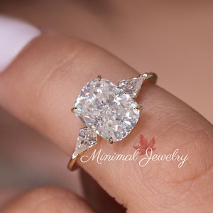 Three stone engagement ring,2.5 CT Cushion cut moissanite ring,bezel set kite trilogy ring,wedding ring,women,unique,three stone ring,14k