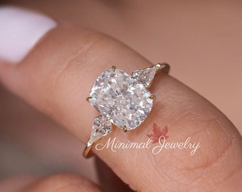 Three stone engagement ring,2.5 CT Cushion cut moissanite ring,bezel set kite trilogy ring,wedding ring,women,unique,three stone ring,14k