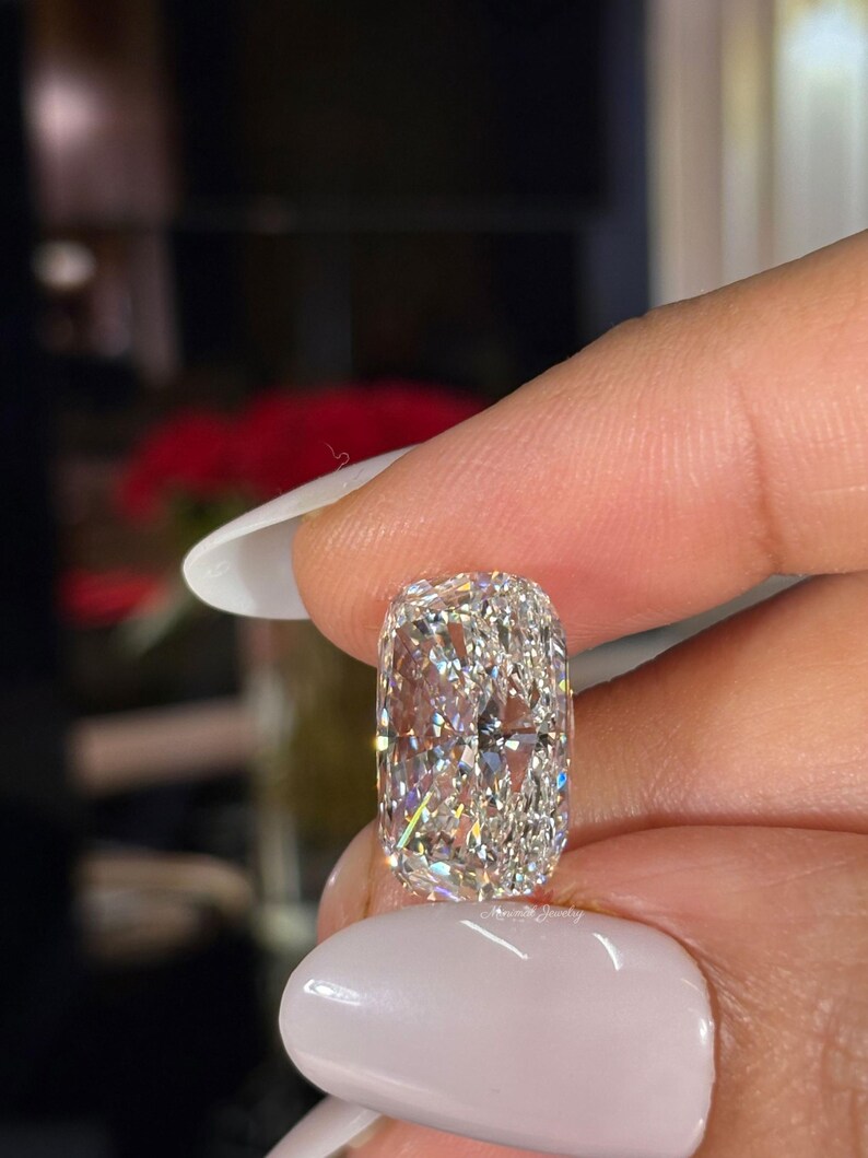 Avlång kuddformad lös diamant, IGI-certifierad lös diamant, 10 karat stor kuddformad diamant för förlovningsring eller specialslipade smycken bild 11