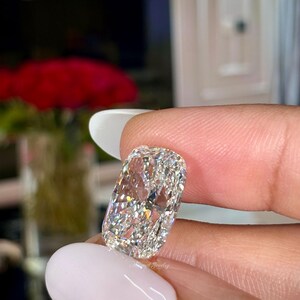 Avlång kuddformad lös diamant, IGI-certifierad lös diamant, 10 karat stor kuddformad diamant för förlovningsring eller specialslipade smycken bild 4