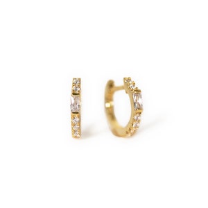 Diamond huggie earrings,14k gold cartilage hoop,huggie hoop earrings,cartilage earring,diamond huggies,diamond hoopsminitiny hoop earrings image 7