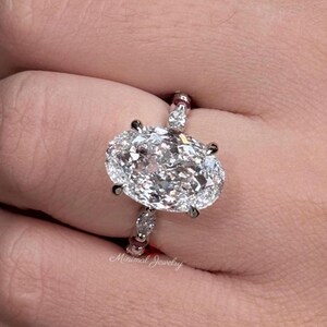 Oval Lab Grown diamond Engagement Ring 5CT IGI Certified portuguese cut Oval diamond ring Ruby& Lab diamond Wedding Ring for Women