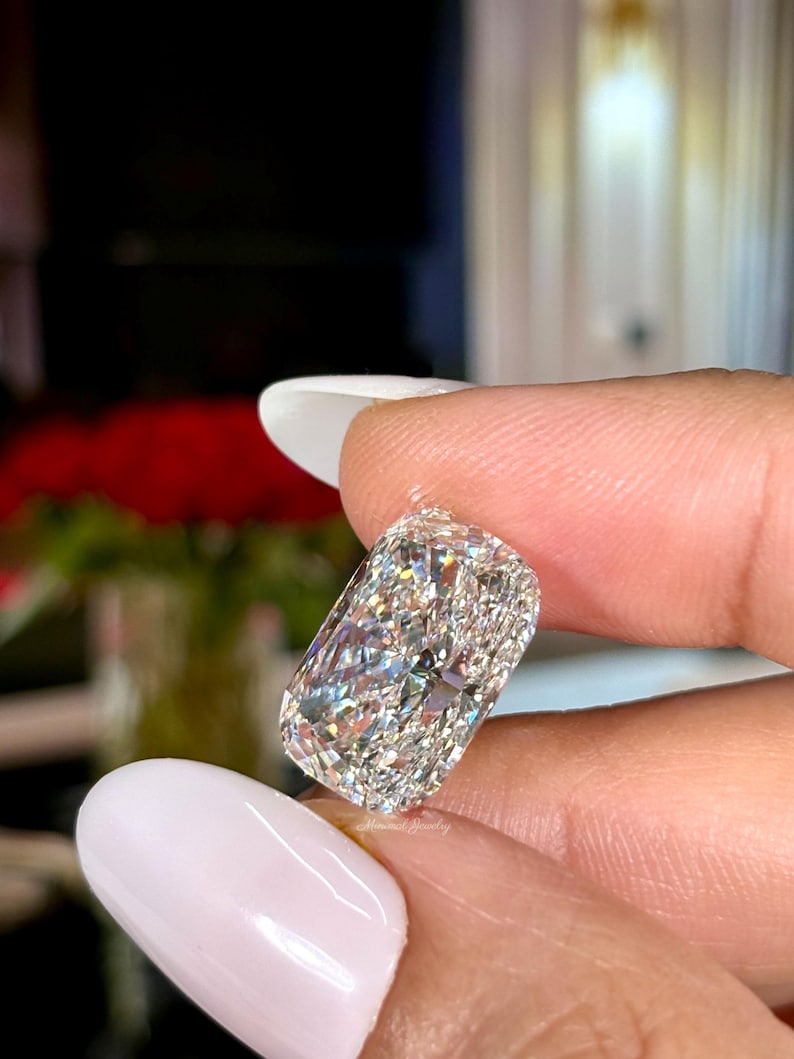 Avlång kuddformad lös diamant, IGI-certifierad lös diamant, 10 karat stor kuddformad diamant för förlovningsring eller specialslipade smycken bild 2