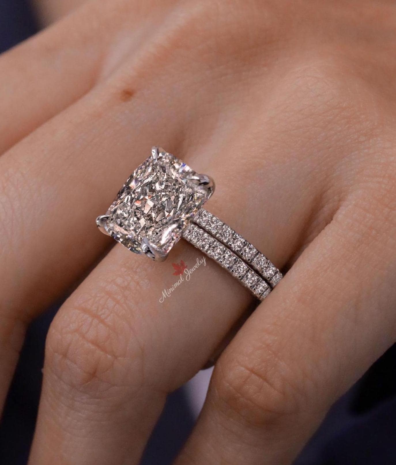 最終交渉可JH74★高級 ダイヤモンド約0.5ct K18 ヘッド 鑑別付 ラボグロウンダイヤモンド婚約指輪セット 3カラット 長方形クッション