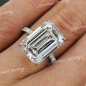 Emerald Cut Moissanite Engagement Ring 16CT Large Solitaire Ring Celebrity Style Statement Wedding Anniversary Ring for Women big diamond