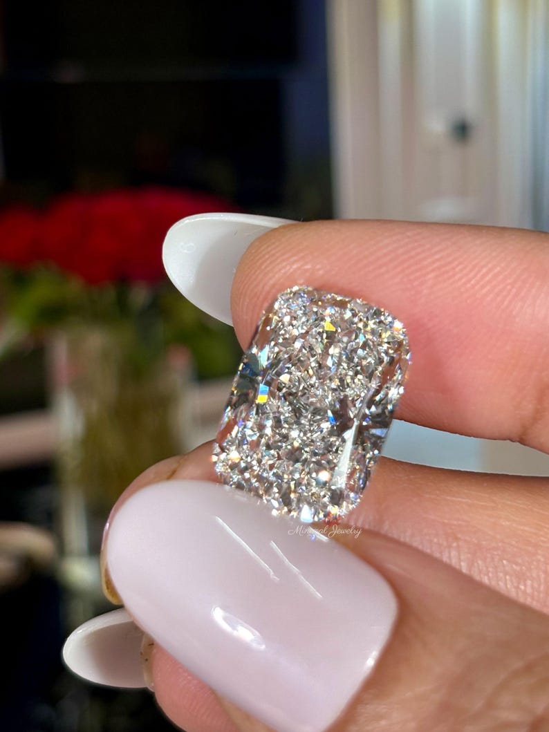 Avlång kuddformad lös diamant, IGI-certifierad lös diamant, 10 karat stor kuddformad diamant för förlovningsring eller specialslipade smycken bild 3