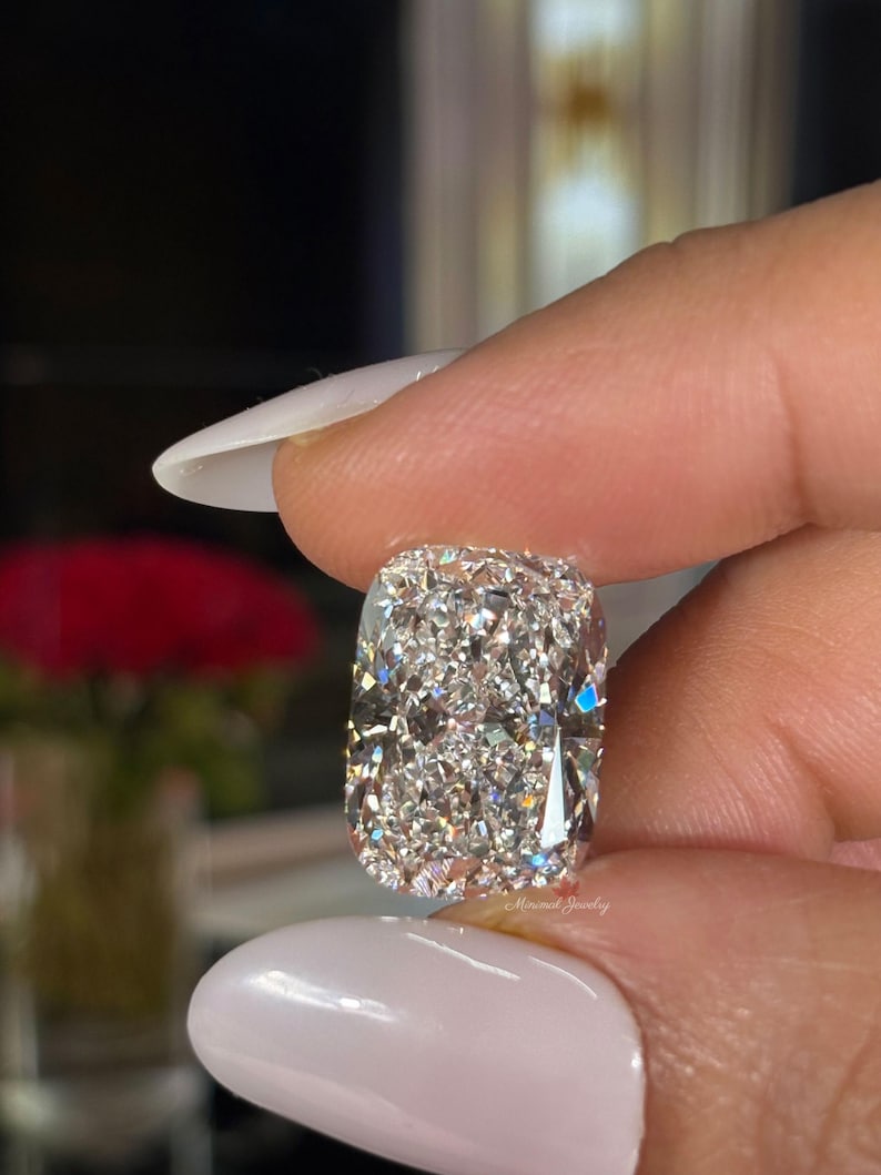 Avlång kuddformad lös diamant, IGI-certifierad lös diamant, 10 karat stor kuddformad diamant för förlovningsring eller specialslipade smycken bild 13