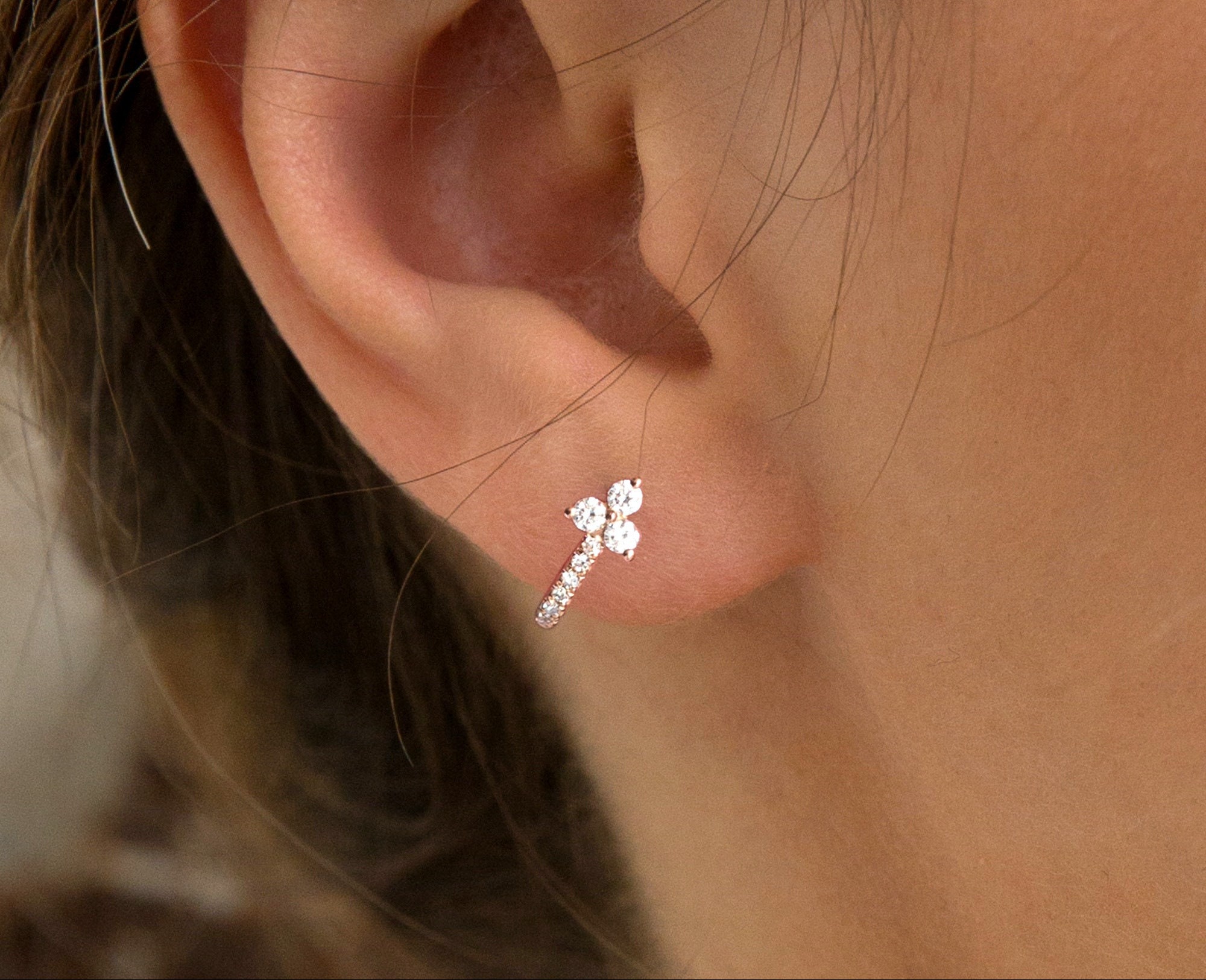 Diamond huggie earringshalf open huggie hoop earringstiny Etsy