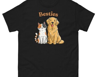 Besties Cat and Dog T-Shirt — Funny Cat Dog BFF Lover Gift